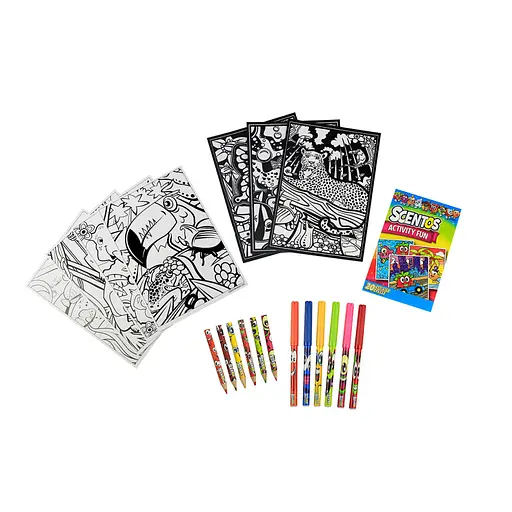 Ароматный набор для творчества "Забавные раскраски" Scentos 42558, маркеры, карандаши, раскраски - фото 2