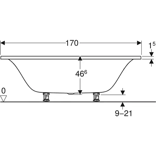 Ванна акриловая Gebert Tawa 170x75 554.123.01.1 + ножки Белый - фото 3