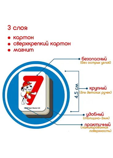 Детский набор магнитов Щенячий патруль "Математика" Magdum ML4034-11 - фото 3