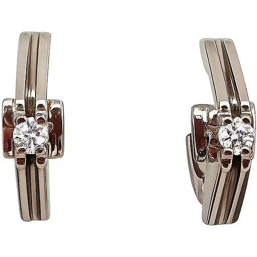 Золотые серьги с бриллиантами. 202248Б - фото 1