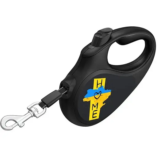 Повідець-рулетка для собак Waudog R-leash, малюнок "Дім", S, до 15 кг, 5 м, світловідбиваюча стрічка чорний - фото 2