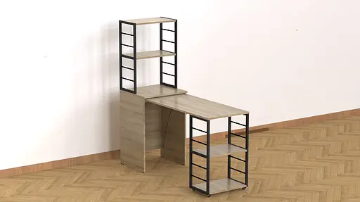 Стіл-тумба трансформер Смарт 3/2 з етажеркою Ferrum-decor 1430x1450x600 Чорний метал ДСП Дуб Сонома 16 мм (FRD-105119) - фото 10