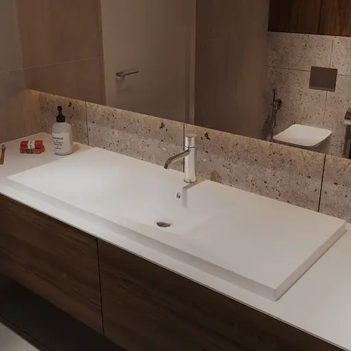 Раковина матовая врезная Amidicon Liza 120 1202x480 из литого камня LIZA_120_MAT, Белый матовый - фото 9