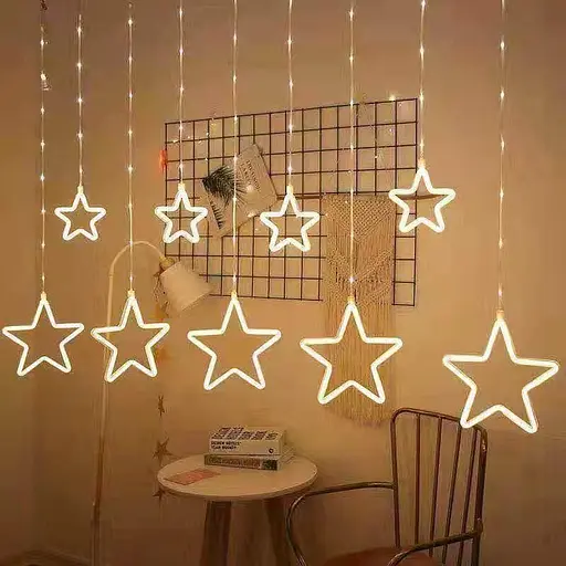 Новорічна весільна гірлянда шторка дощ "Зорепад" 3D з неоновою стрічкою 2.5 метра (білий) від мережі, Yu Xin 82815 - фото 1