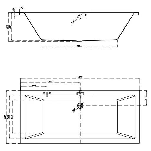 Ванна акриловая Cersant ntro 180x80 с ножками S301-222 Белый - фото 3