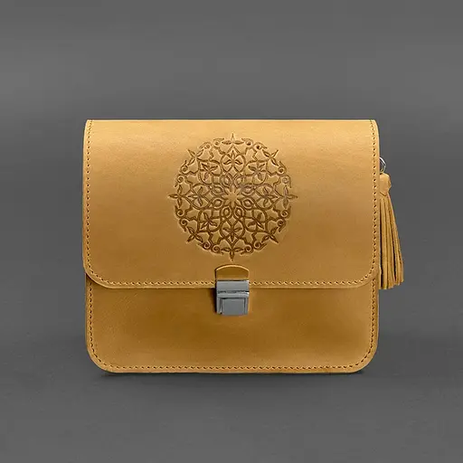 Шкіряна жіноча бохо-сумка Лілу жовта Crazy Horse - фото 10