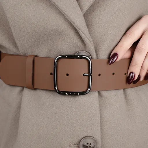 Ремень женский широкий кожаный JK-5070 коричневый с темной пряжкой (125 см) - фото 6