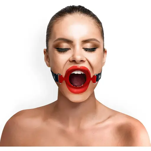 Кляп силіконове кільце натуральна шкіра, Gag ring внутрішній діаметр кільця 40 мм, Червоний