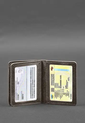 Кожаная обложка для водительского удостоверения, ID и пластиковых карт 2.0 темно-бежевая - фото 7