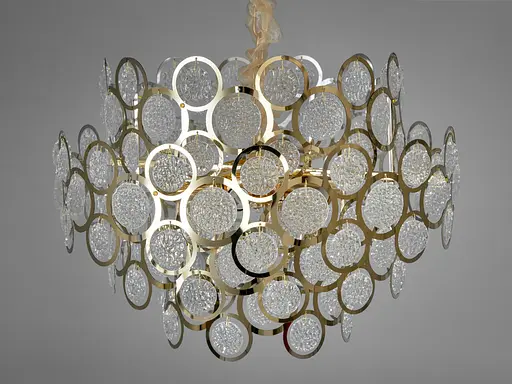 Люстра з круглими скляними елементами типу "Артишок" на 9 ламп, золото - фото 1