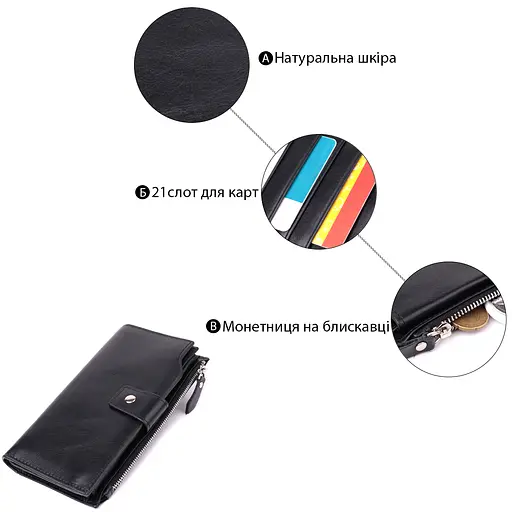 Вертикальный стильный кошелек из гладкой натуральной кожи Vintage 10.5х19.5х2 см acs0029596 - фото 4