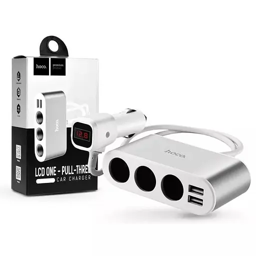 Адаптер тройник разветвитель Hoco Z13 3 in one с экраном - фото 1