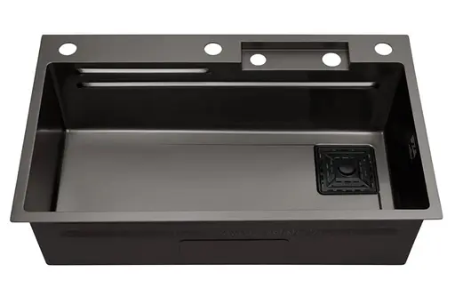 Кухонная мойка Kroner KRP Schwarze - SET7545HM PVD (3.0/0.8 мм) (CV033382) - фото 10