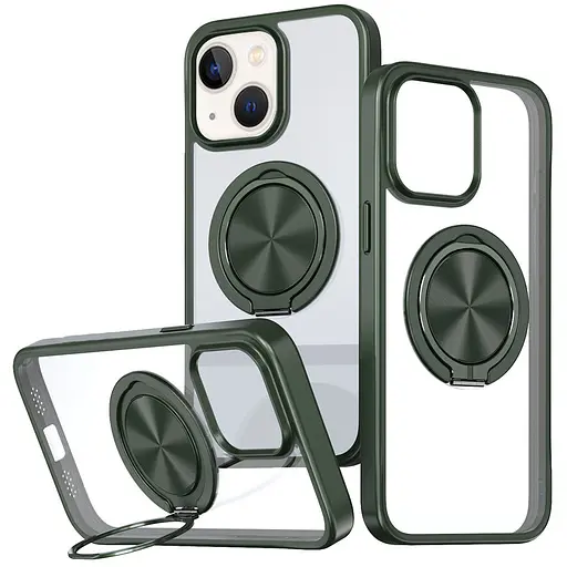 Чохол Epik TPU+PC Metal Ring with MagSafe для Apple iPhone 15, 6.1 Зелений - фото 1