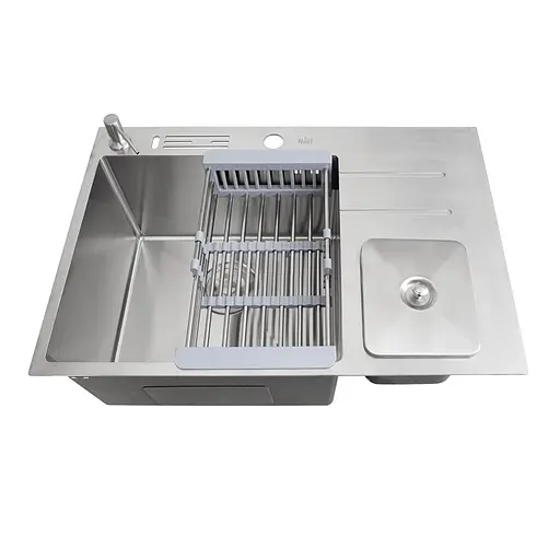 Кухонна мийка з нержавіючої сталі з вбудованим смітником Nett NSM-7047, Нержавіюча сталь - фото 6