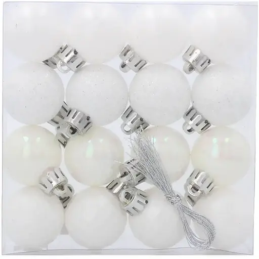 Комплект елочных шариков Chomik пластиковые 3 см белые 16 шт. (GIF2938)