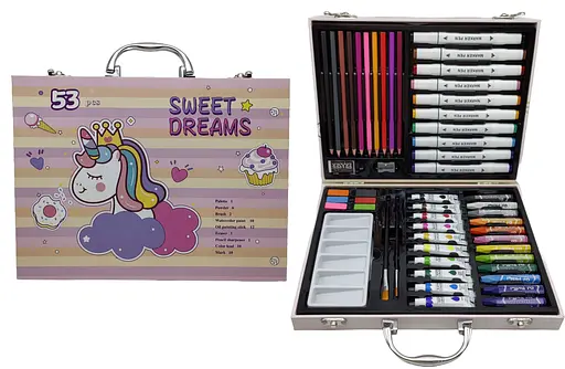 Набор для рисования Единорог в чемодане, 29x23x5 см, 53 предмета, 53-3