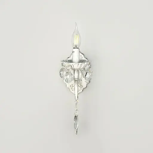 Бра-свеча Line F с хрустальными подвесками в белом корпусе с позолотой Арт. 6071/1 WT - фото 3