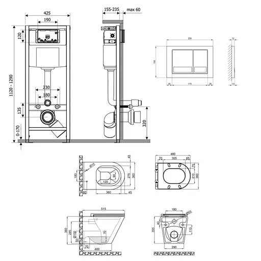 Набір Q-tap Nest 4 в 1 підвісний унітаз Scorpio Ultra Quiet 520x365x365 + комплект інсталяції QT1433053EUQW45162 - фото 8
