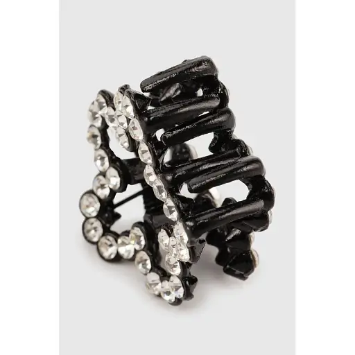 Заколка-краб 1-6,1-18 Цветок Черный (2000990451286А) - фото 1