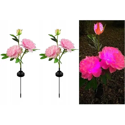 Светильники Garden Peony pink Light на солнечной батарее садовые 2 шт
