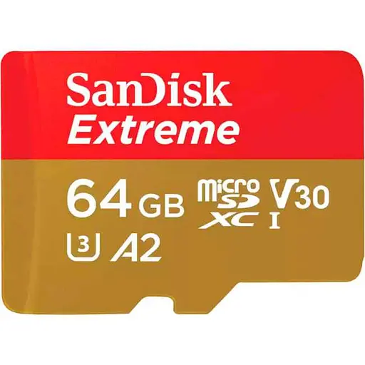 Карта памяти Sandisk 64GB microSDXC C10 UHS-I U3 R170/W80MB/s Extreme V30 (SDSQXAH-064G-GN6MN) - фото 1