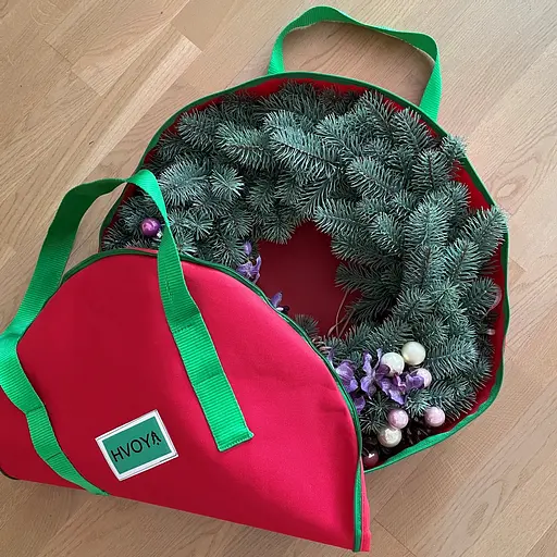 Сумка-чохол Hvoya для зберігання новорічних прикрас кругла червона 50 см - фото 2