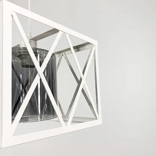 Підвісний світильник у геометричному білому каркасі Line.F Колір плафона Янтарний - фото 4