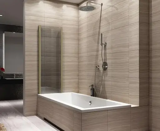 Шторка для ванни Rea Agat-2 80 brushed gold складана REA-W2500, Універсальна, прозорий, золотий - фото 4