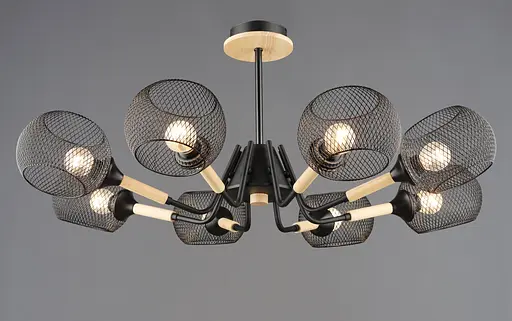 Люстра N6620/8 Чорний + Дерево