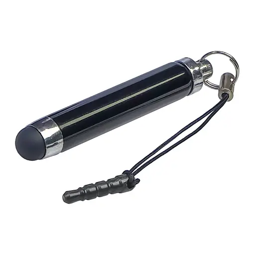 Стилус-брелок ємнісний, висувний, чорний - фото 1