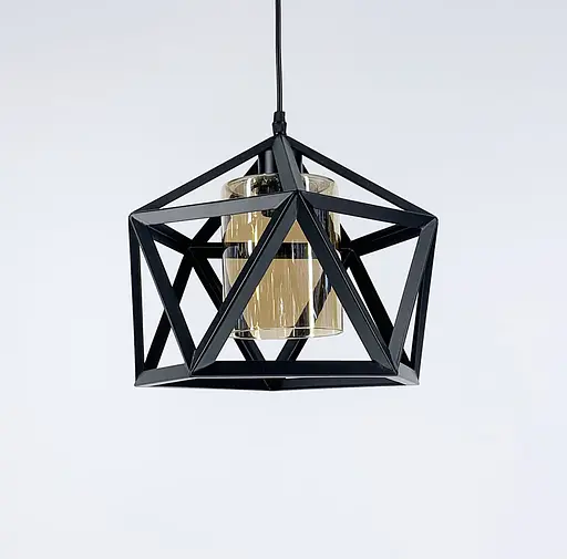 Світильник лофт у каркасі чорного кольору | Line F | Арт. 12203/1 BK+AM - фото 4