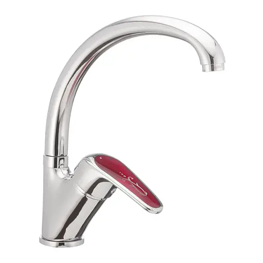 Смеситель для кухни Haiba Magic 777 с красной ручкой HB0680 Хром - фото 1