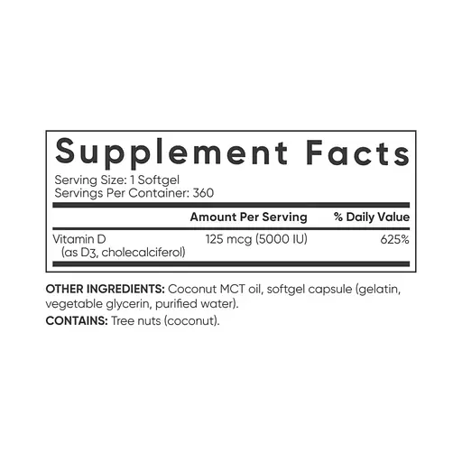 Витамины Sport Research Vitamin D3 5000 IU 360 softgels (1086-2023-10-4401) - фото 2