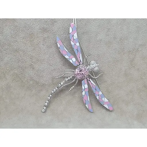 Серебряная брошь Vegas Стрекоза с фианитами и эмалью. 70001Р Розовый - фото 3