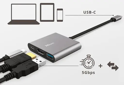 USB-Хаб Trust USB-хаб Dalyx 3-in-1 Multiport USB-C Adapter ALUMINIUM (23772_TRUST) - фото 3