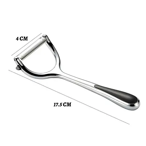 Ніж економка овочечистка для тонкого чищення овочів та фруктів з ультрагострим лезом та ергономічною ручкою, Kitchen Master Сріблястий 87300 - фото 4