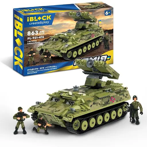 Конструктор IBLOCK Армия ЗРК Стрела, PL-921-476, 863 детали, 48x32x9 см