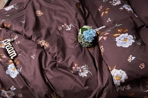 Комплект постельного белья Moon& Star Микросатин Premium Floral Mocha семейный 143х210х2 наволочки 2х70х70 - фото 6
