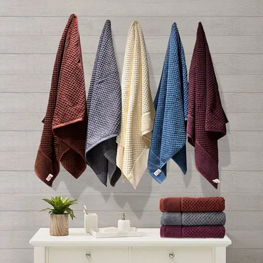 Полотенце банное Lovely Svi хлопок жаккардовый для ванной, гостиниц, СПА - 70 х 140 см. Diamond Grid Синий (551124) - фото 9