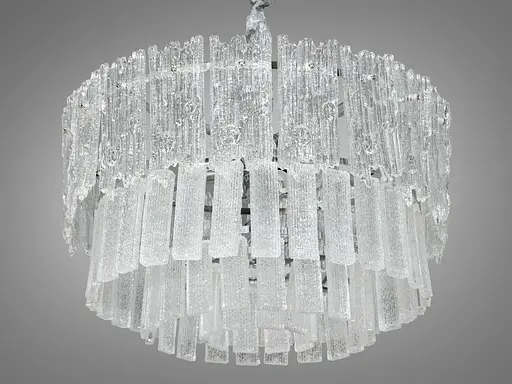 Люстра підвіс зі скляними пелюстками на 6 ламп, колір хром - фото 3