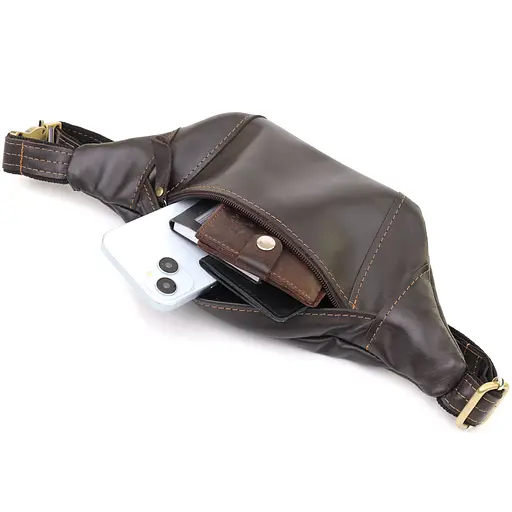 Чоловіча сумка-бананка компактного розміру з натуральної гладкої шкіри SHVIGEL 34х12х4 см sum0027450 - фото 17