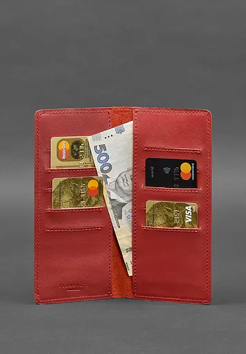 Шкіряне портмоне-купюрник 11.0 червоне - фото 3