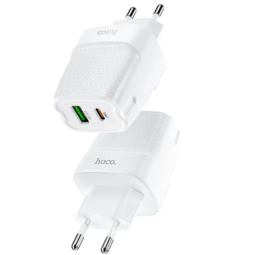 Зарядное устройство адаптер Hoco C85A Bright dual port charger блок питания 2 порта белый - фото 2