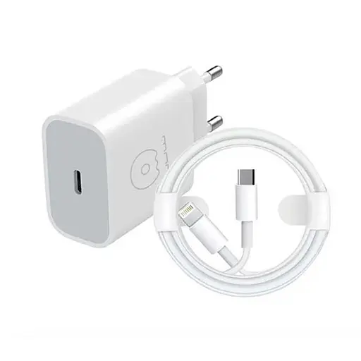 Зарядный адаптер блок на 2 выхода WUW-C193 PD20W+PD20W Charger USB C + USB C white - фото 1