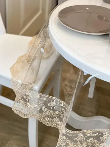 Силиконовая скатерть с бежевым кружевом Блюмарин 10 см 320х100 см - фото 7
