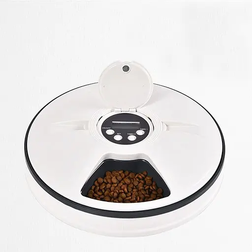 Автоматическая кормушка для собак и кошек электронная Pet Feeder, 30x7 см, 6 порций по 128мл, таймер, мелодия (100663)