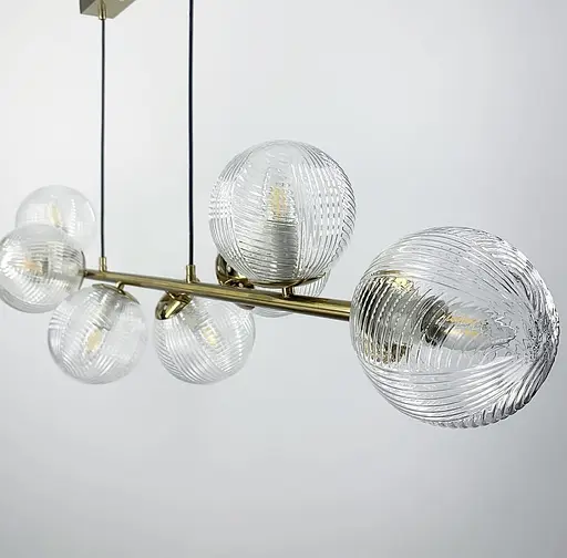 Видовжений світильник із 8 гранчастими плафонами, 130 см | Line F | Арт. Q08/8 AB - фото 9