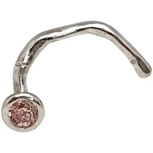 Серебряная серьга-пирсинг в нос. 1024.8С Розовый - фото 1