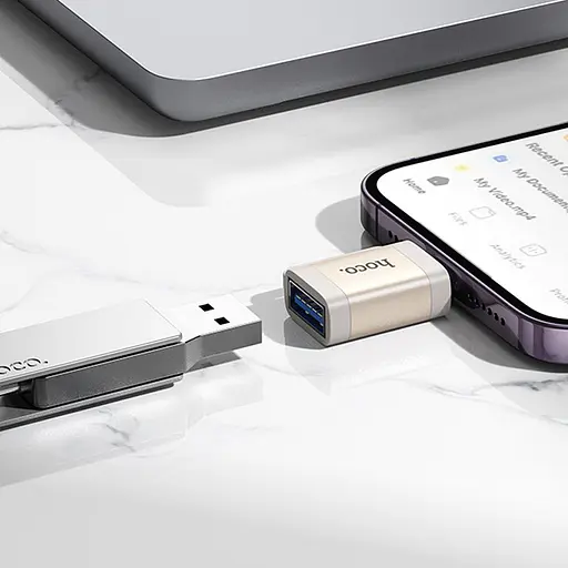 Перехідник Hoco UA31A OTG Lightning male to USB female Gray - фото 4